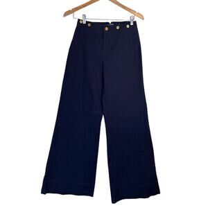 Lauren by Ralph Lauren Women Nautical Cotton Stretch Wide Leg Pants Size 2 Navy